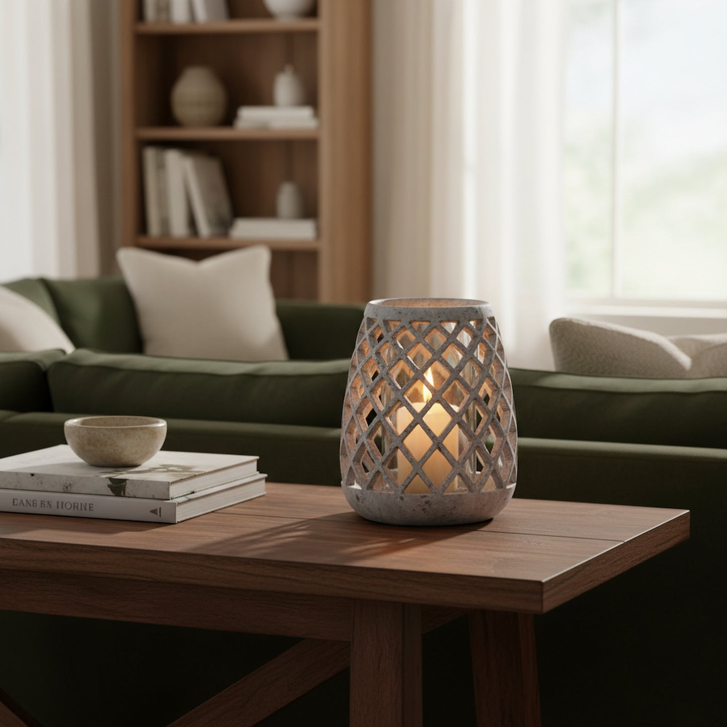 Large Conical Ceramic Lattice Hurricane Lantern