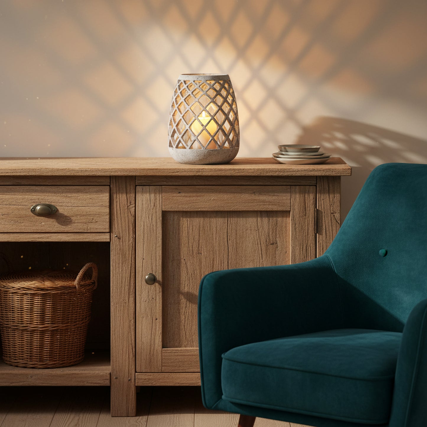 Large Conical Ceramic Lattice Hurricane Lantern