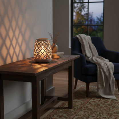 Large Conical Ceramic Lattice Hurricane Lantern
