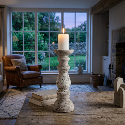 Small Stone Ceramic Column Candle Holder