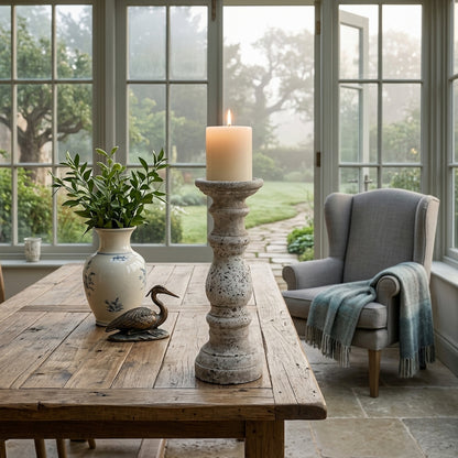 Stone Ceramic Column Candle Holder