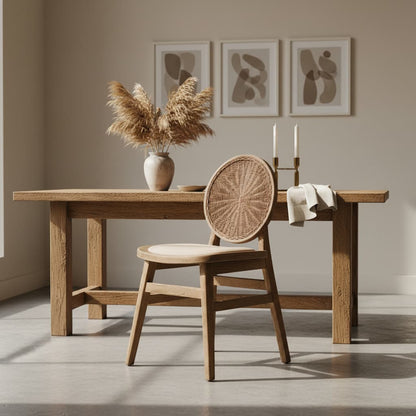 Pacific Beige Fabric and White Wash Elm Wood Dining Chair