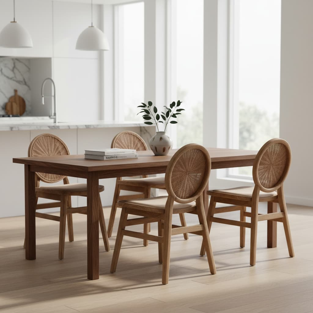 Pacific Beige Fabric and White Wash Elm Wood Dining Chair