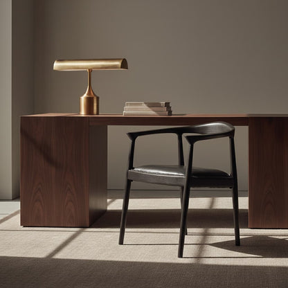 Sumatra Black Leather and Teak Wood Chair