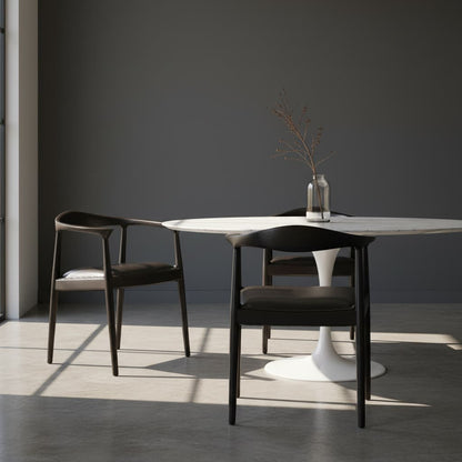 Sumatra Black Leather and Teak Wood Chair