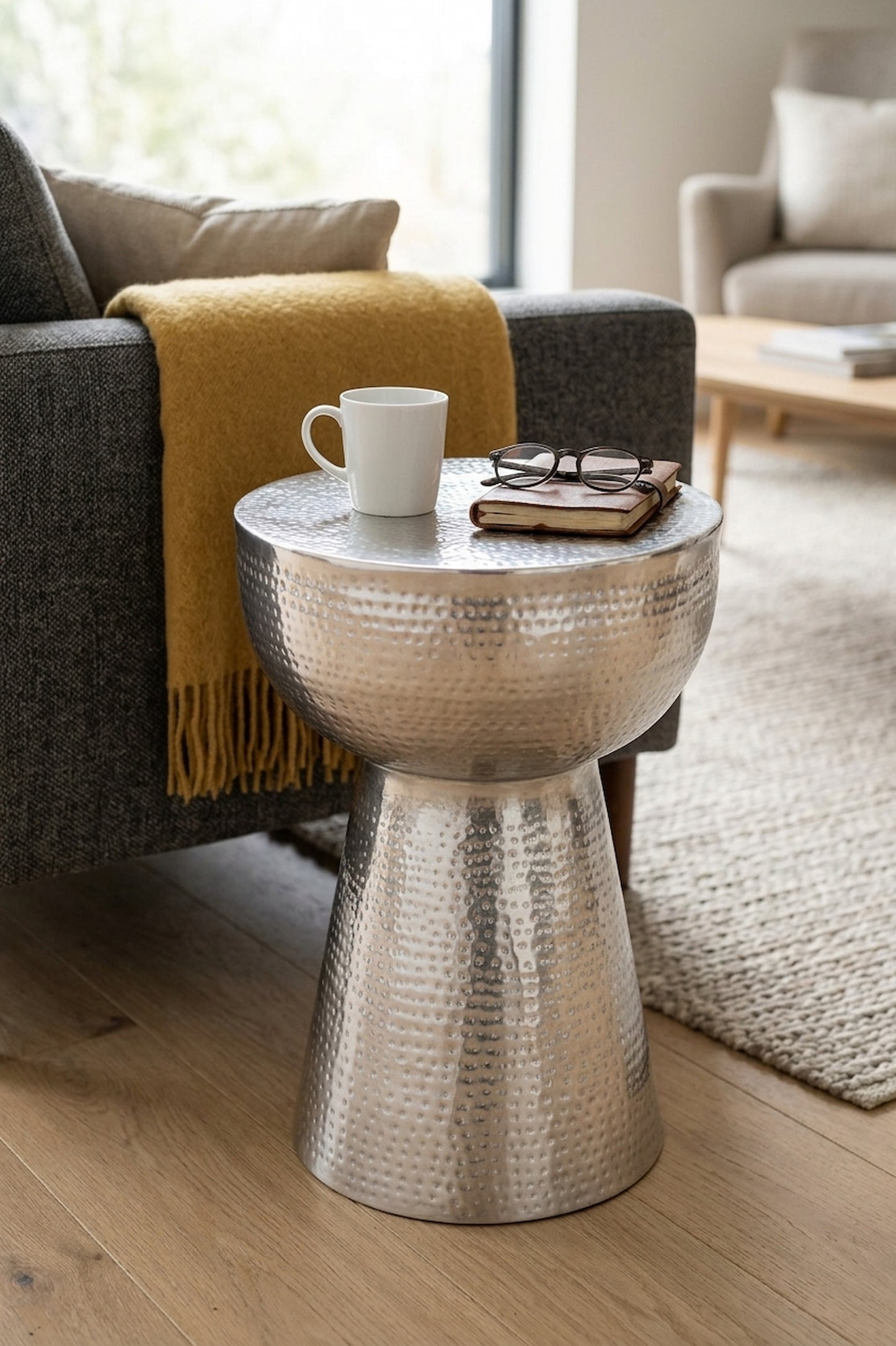 Spring Accent Table With Tapered Base