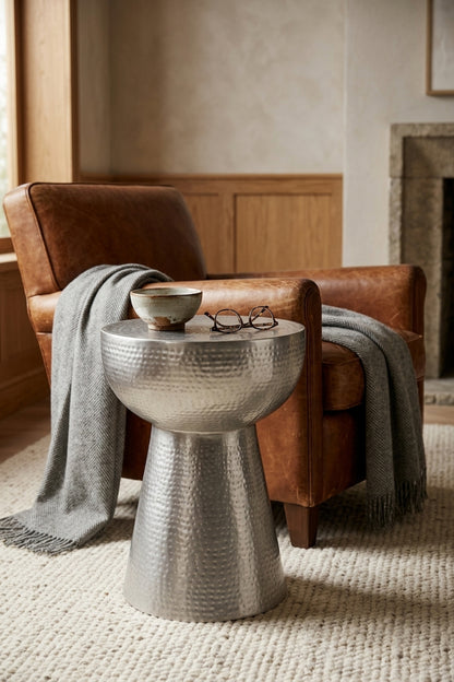 Spring Accent Table With Tapered Base
