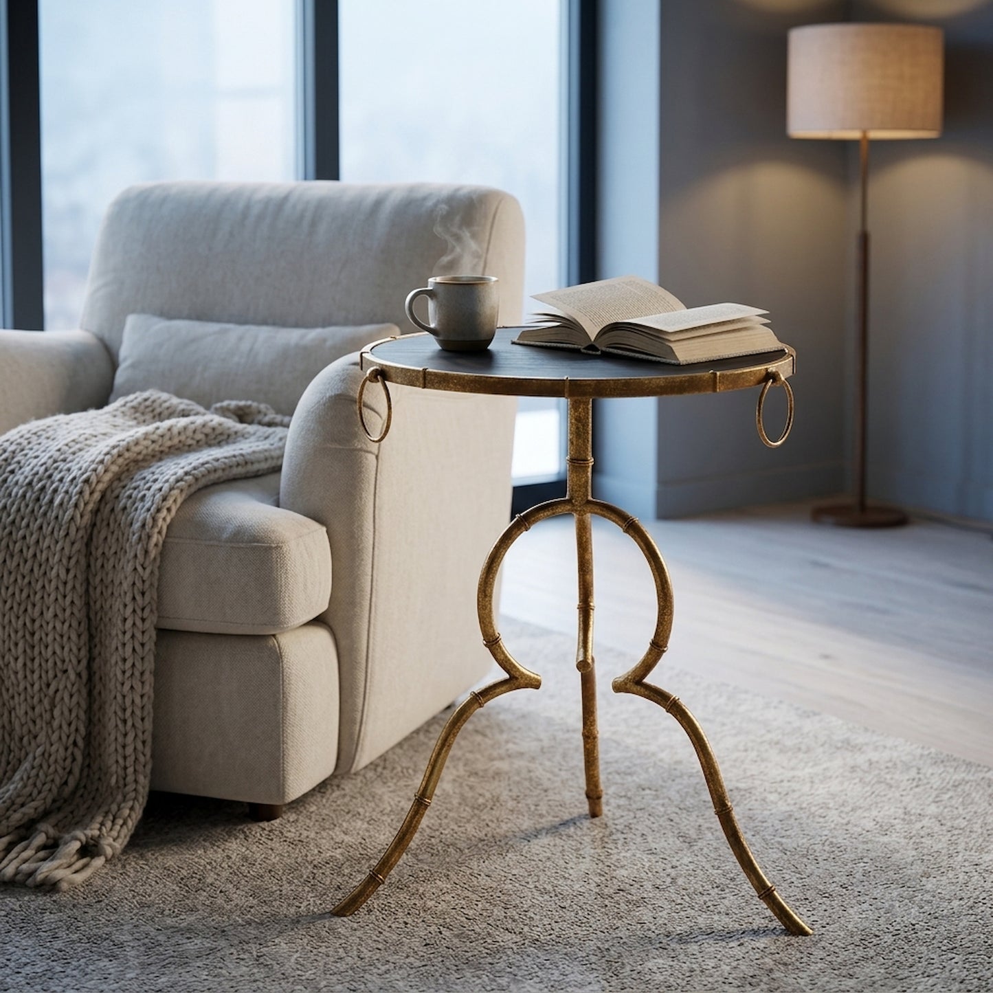 Icon Black Tempered Glass Top Accent Table
