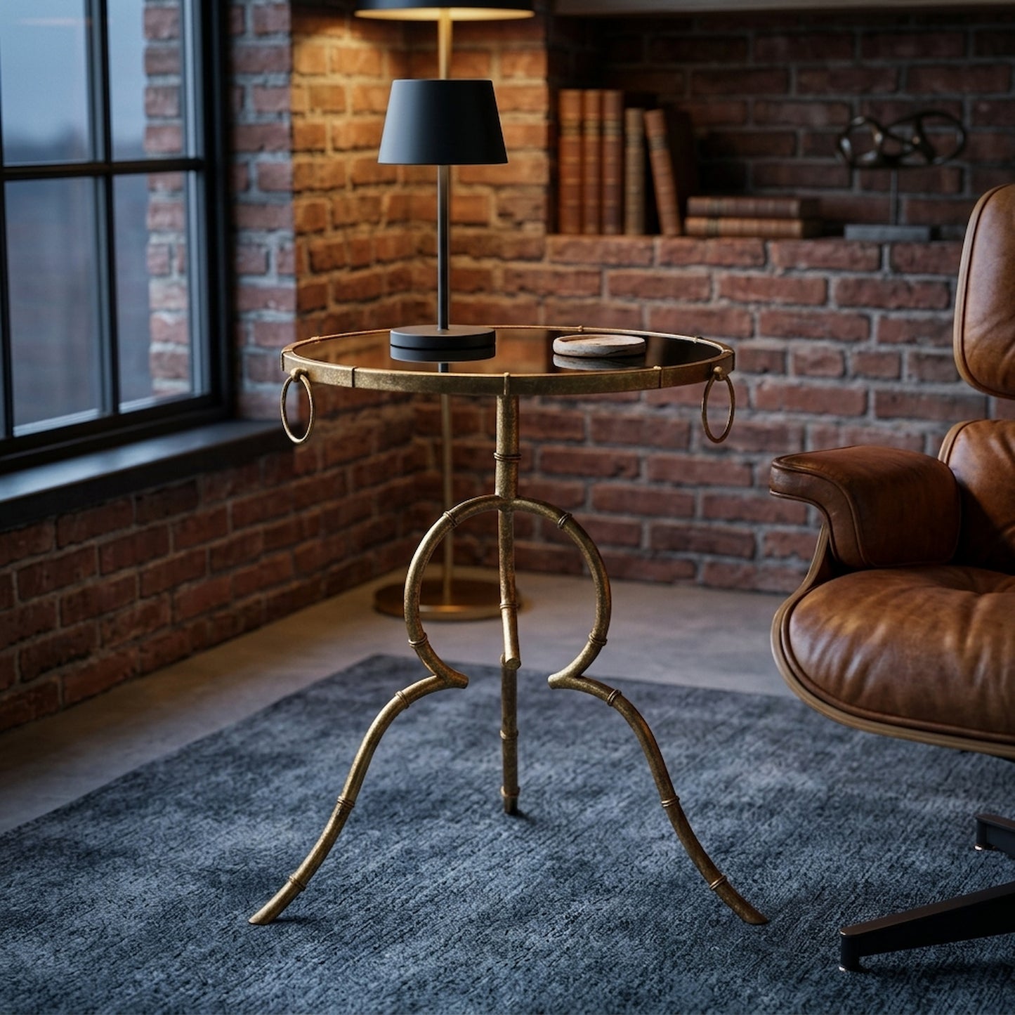 Icon Black Tempered Glass Top Accent Table