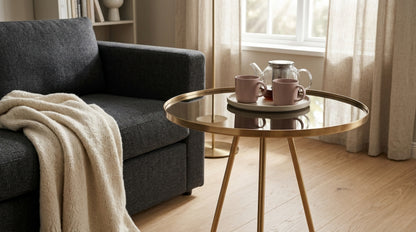 Aria Gold Finish Mirrored Top Side Table