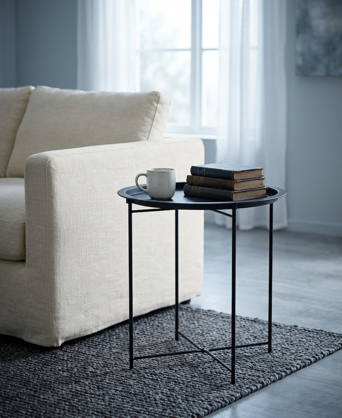 Onyx Black Metal Round Side Table