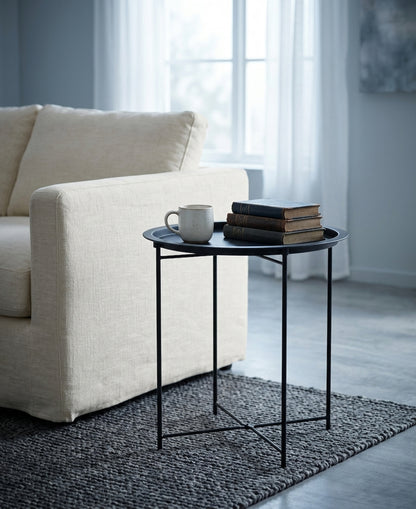 Onyx Black Metal Round Side Table
