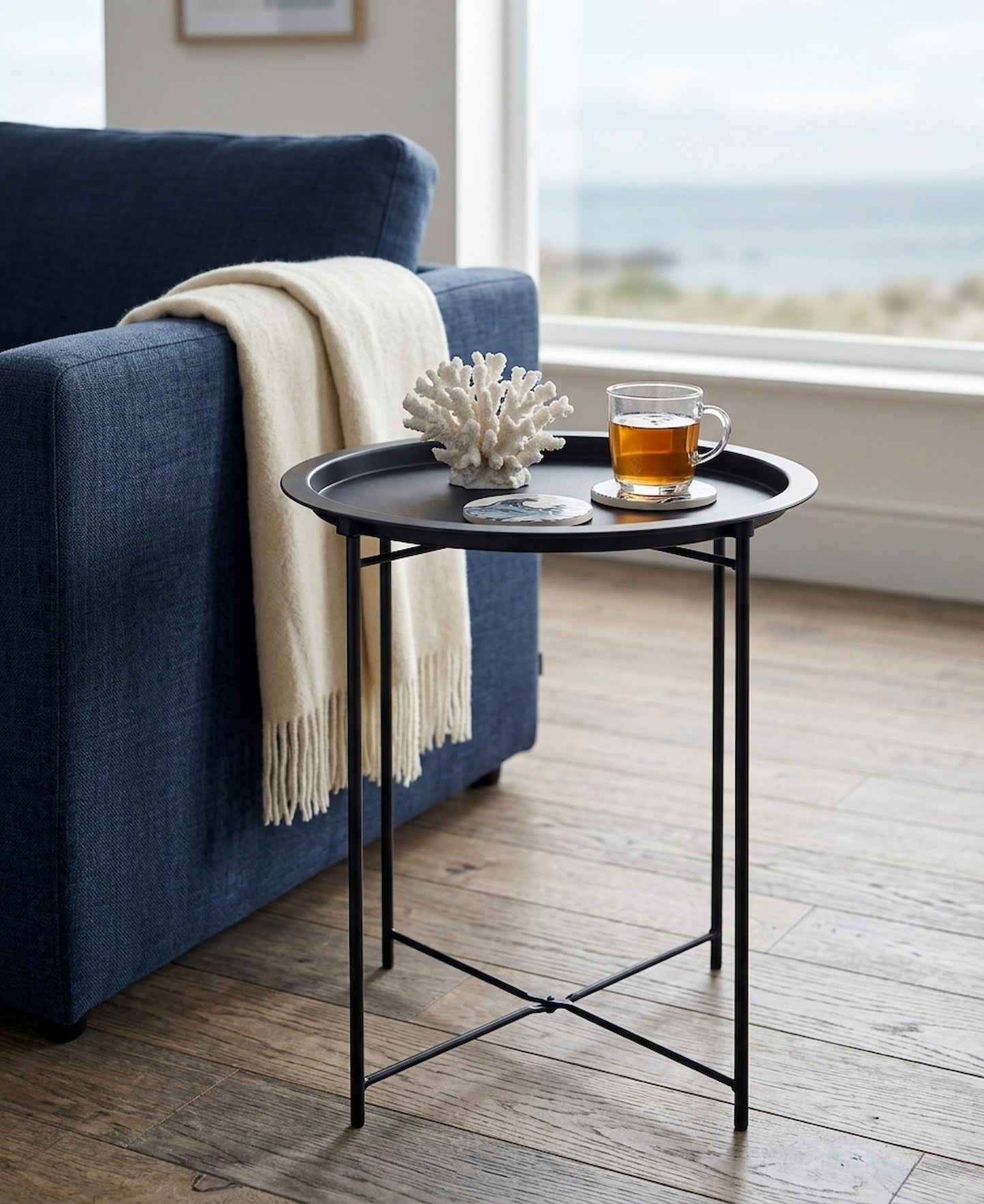 Onyx Black Metal Round Side Table