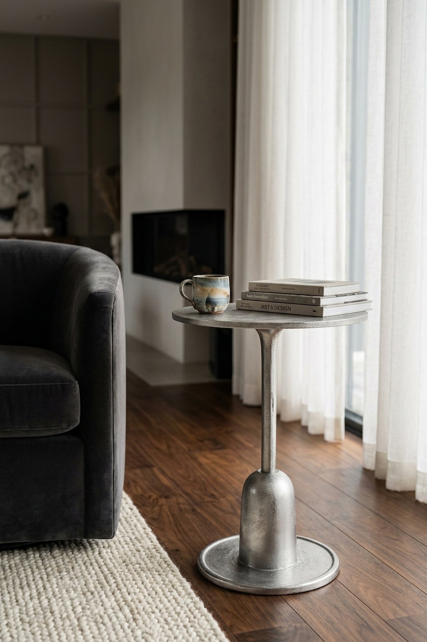 Elara Side Table With Silver Finish