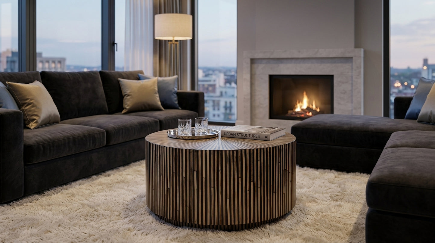 Grove Bamboo Inlay Round Coffee Table