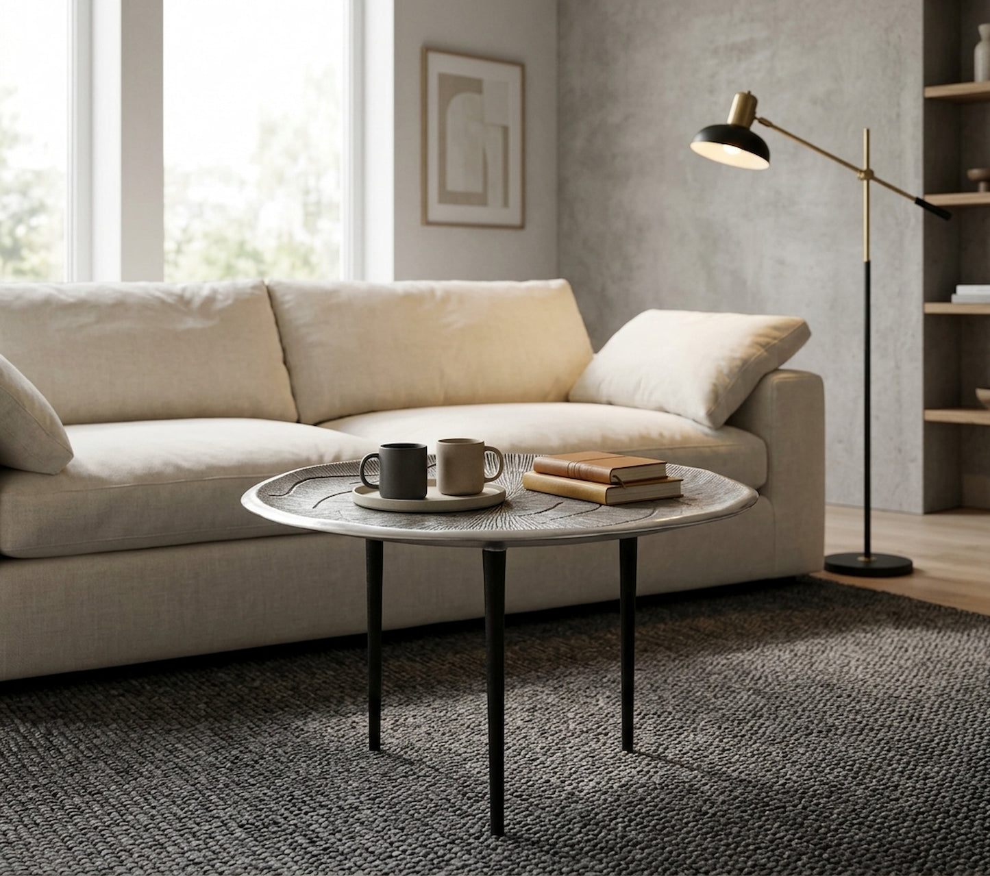 Forest Oak Effect Silver Top Coffee Table