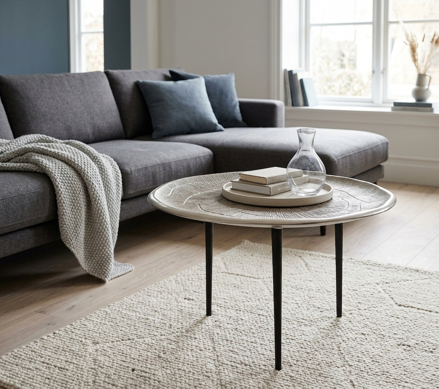 Forest Oak Effect Silver Top Coffee Table