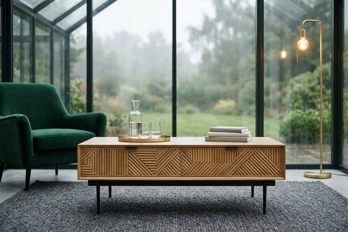 Tulum Natural Finish Coffee Table with Drawers