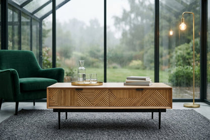Tulum Natural Finish Coffee Table with Drawers