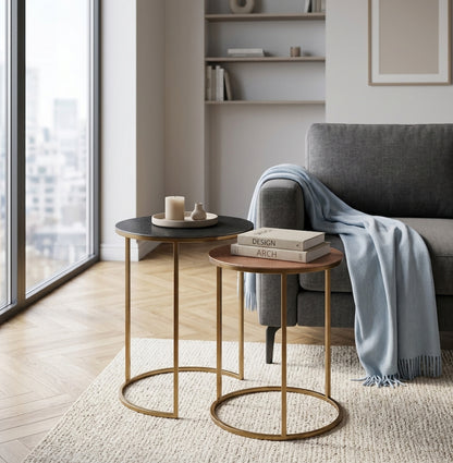 Asya Nest Of Two Gold Tables