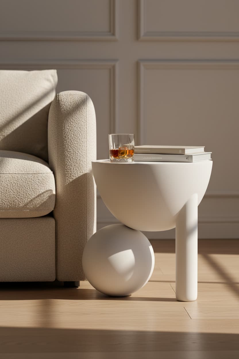 Waltz Whitewash Mango Wood Ball Detail Side Table