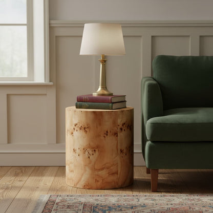 Sequoia Burl Wood Design Round Side Table