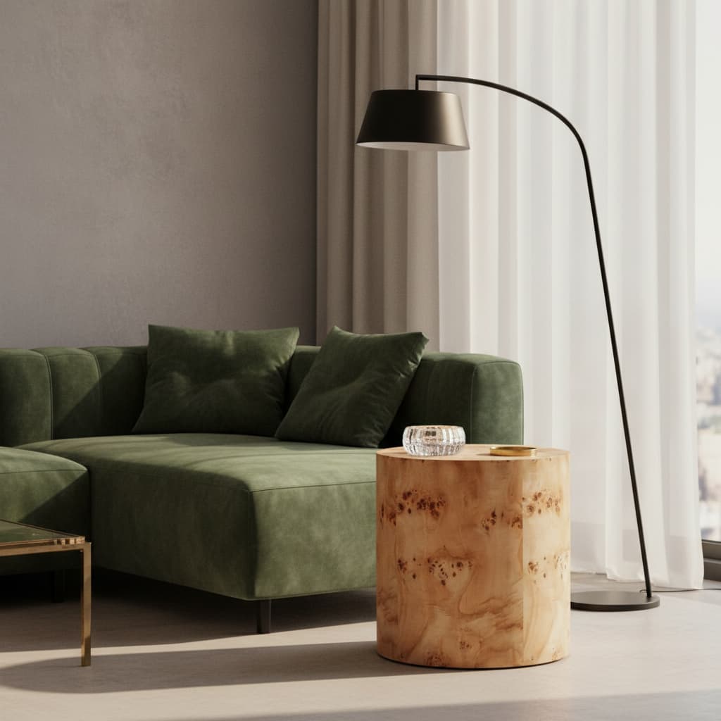 Sequoia Burl Wood Design Round Side Table