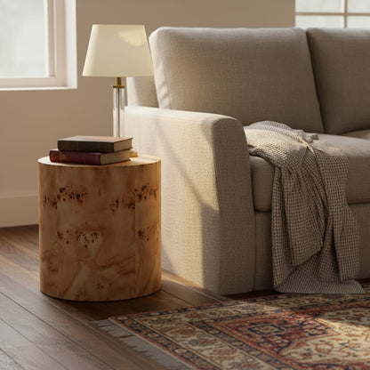Sequoia Burl Wood Design Round Side Table