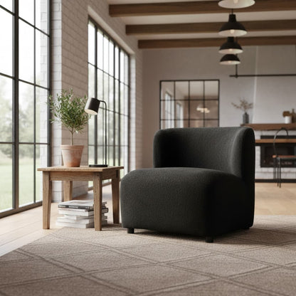 Aspen Black Boucle Effect Armless Lounge Chair
