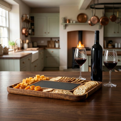 Acacia Serving Tray with Slate