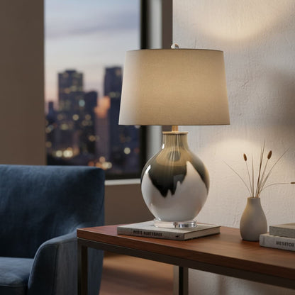 Grey Shadows Table Lamp With Linen Shade