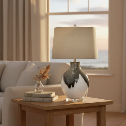 Grey Shadows Table Lamp With Linen Shade