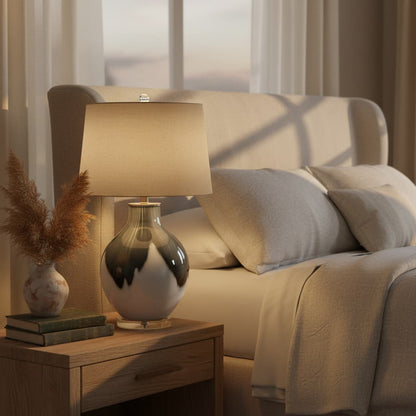 Grey Shadows Table Lamp With Linen Shade