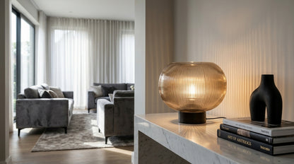 Willow Large Ribbed Smoked Glass Table Lamp