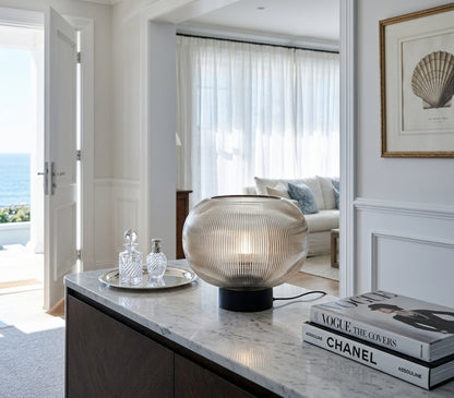 Willow Large Ribbed Smoked Glass Table Lamp