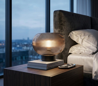 Willow Large Ribbed Smoked Glass Table Lamp