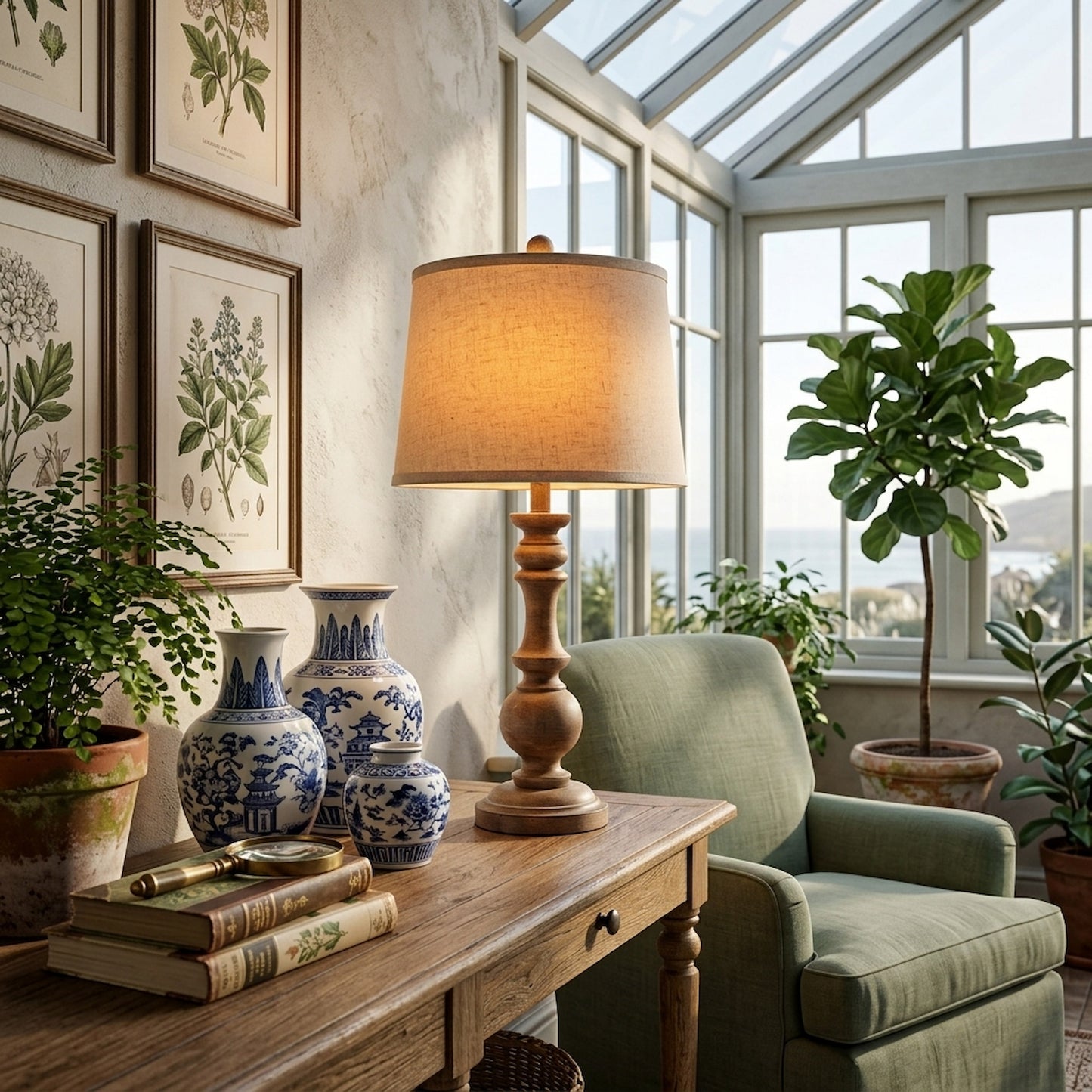 Seraphia Table Lamp With Edged Linen Shade