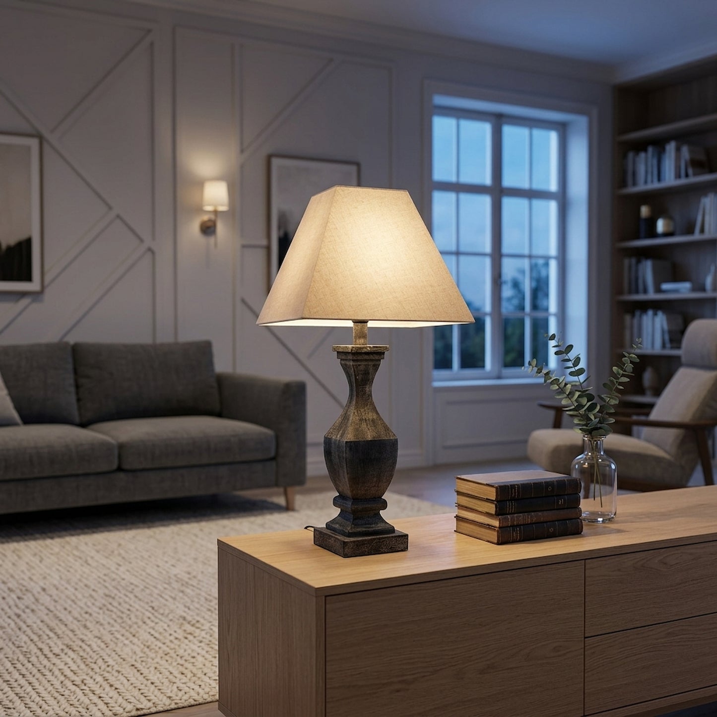 Incia Fluted Wooden Table Lamp
