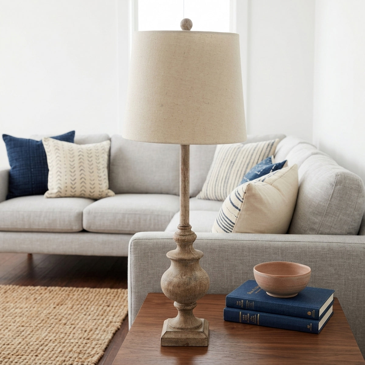 Chiaro Candlestick Table Lamp With Linen Shade