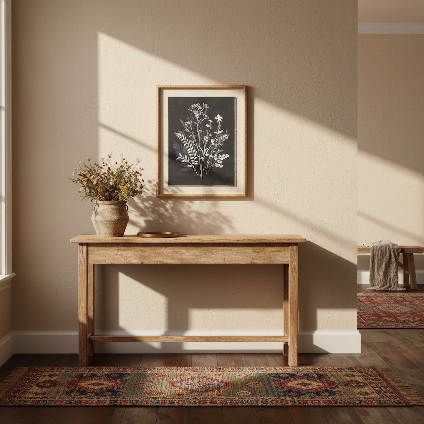 Flora & Fauna Collection Grove On Linen In Beaded Frame