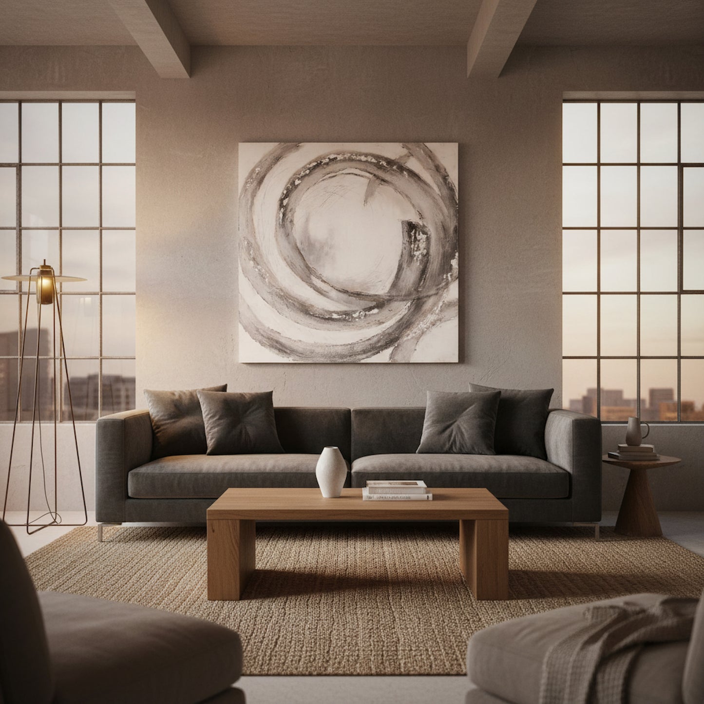Galaxy Silver And Grey Hand Painted Canvas