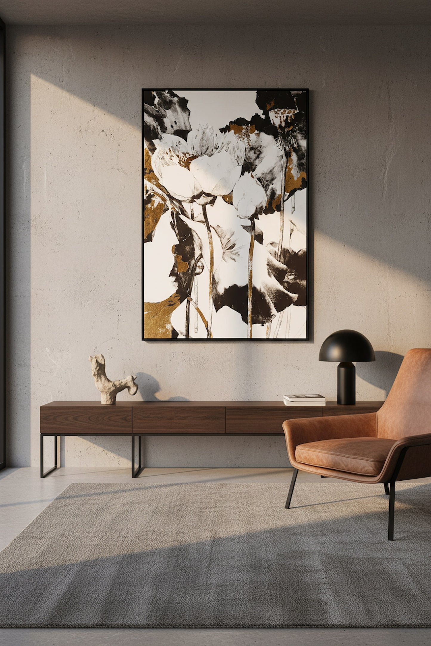 Modernist Floral and Metallic Wall Art