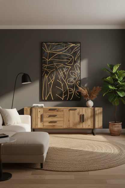 Modernist Canvas Black and Gold Wall Art