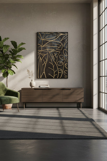 Modernist Canvas Black and Gold Wall Art
