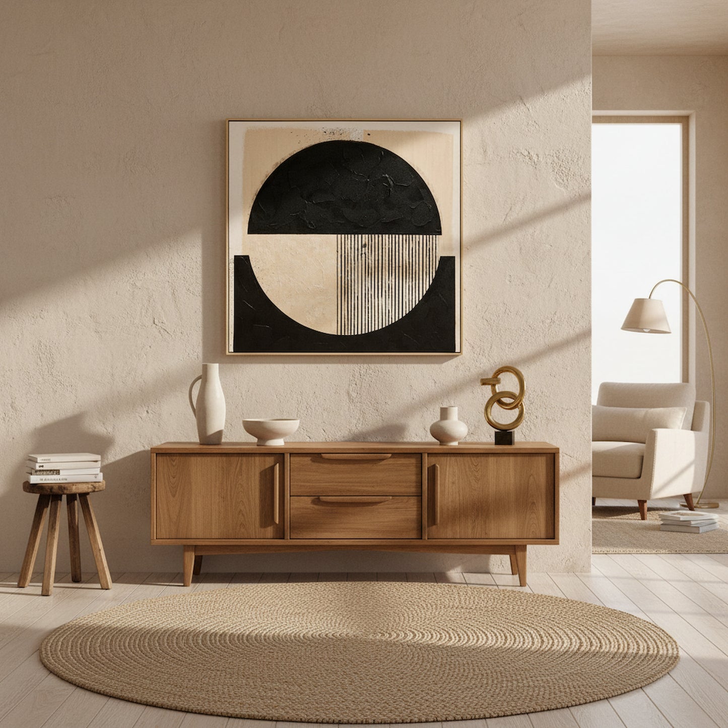 Modernist Black and Cream Wall Art
