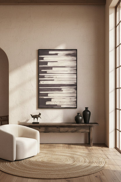 Modernist Black and Natural Canvas Wall Art