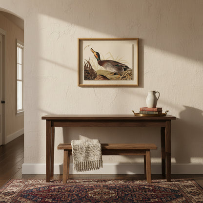 Flora & Fauna Collection Duck On Linen In Beaded Frame
