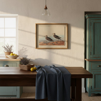 Flora & Fauna Collection Sandpipers On Linen In Beaded Frame
