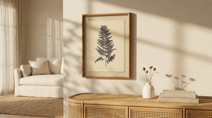Flora & Fauna Collection Beech Fern On Linen In Beaded Frame