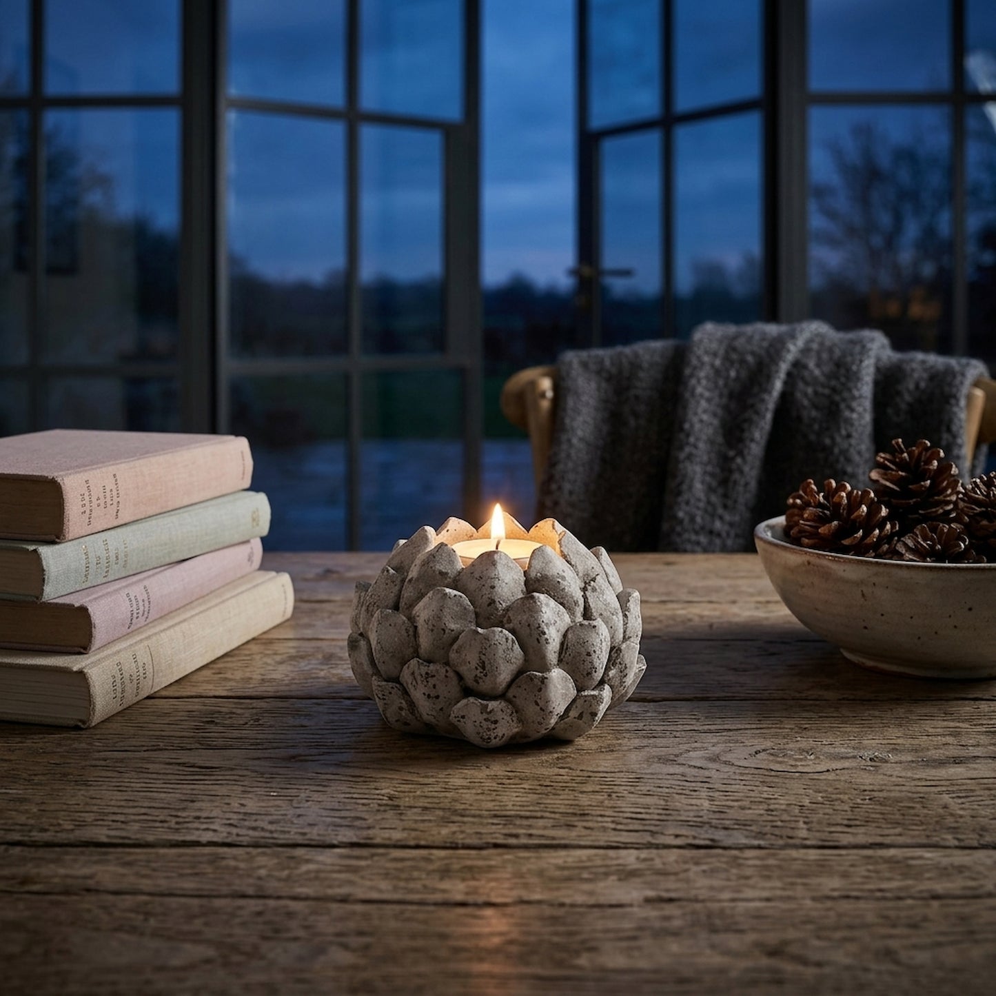 Stone Effect Acorn Tea Light Holder